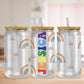 Personalized Pride Rainbow Pattern Glass Can Tumbler