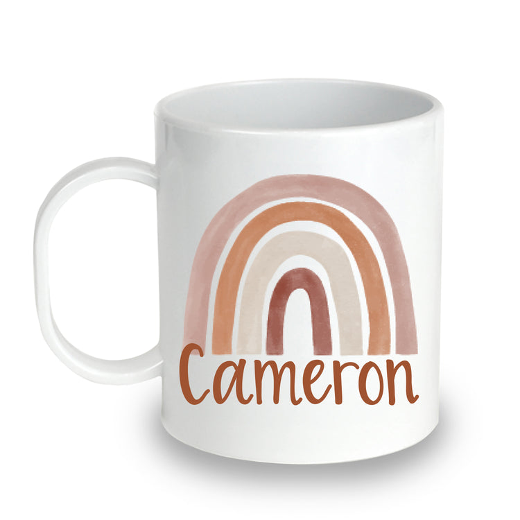 Kids Camping Mug with Personalized Watercolor Rainbow