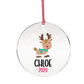 Personalized Cartoon Reindeer 3x3 in Christmas Holiday Ornament