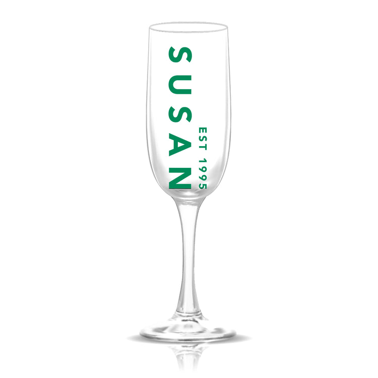 Personalized Name and Date Champagne Flute