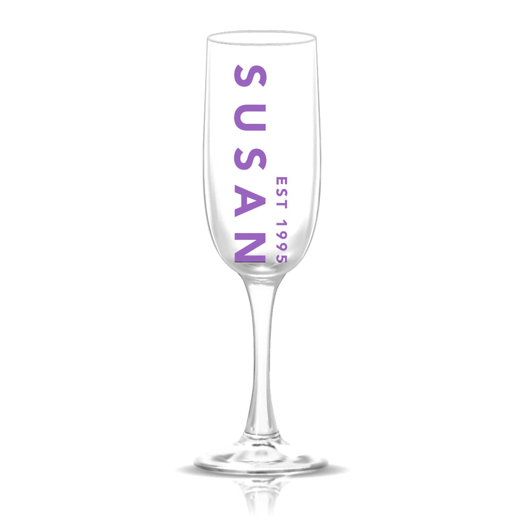 Personalized Name and Date Champagne Flute