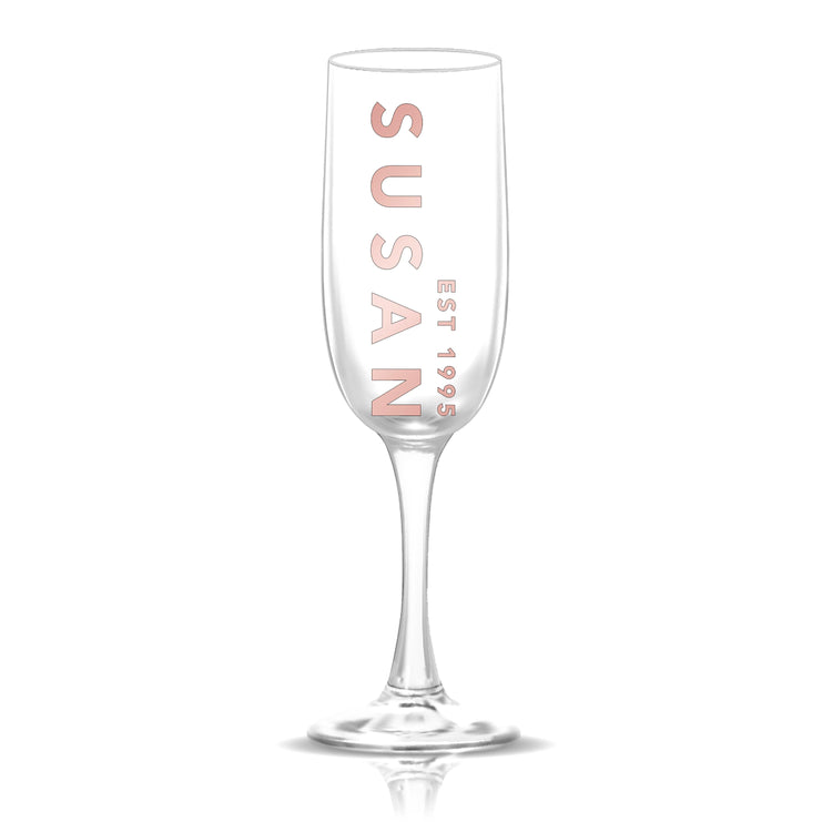 Personalized Name and Date Champagne Flute