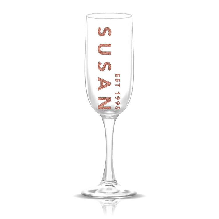 Personalized Name and Date Champagne Flute