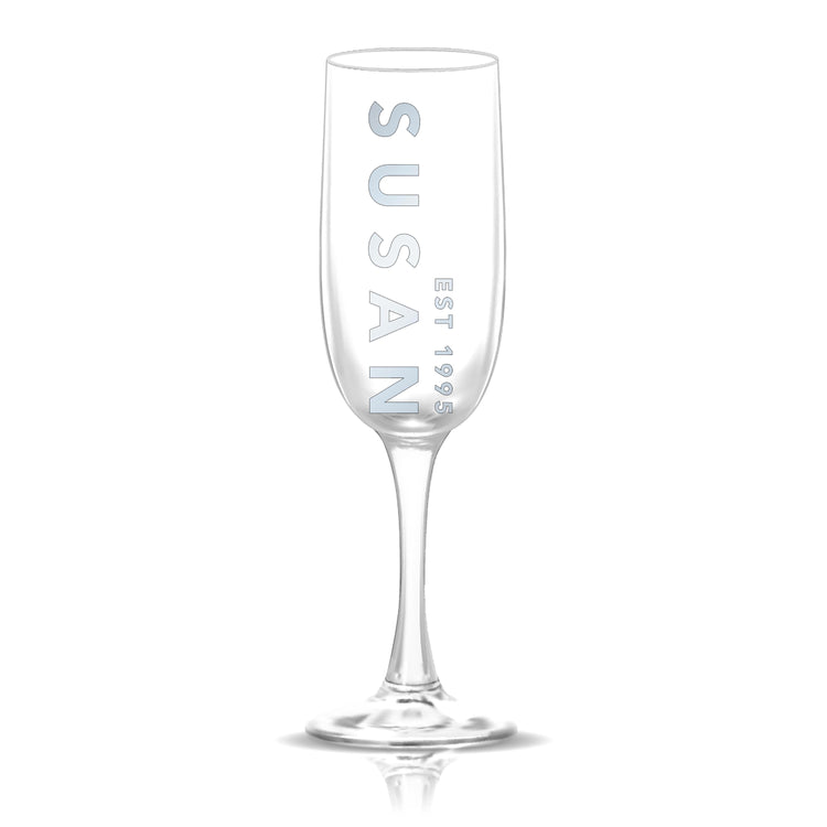 Personalized Name and Date Champagne Flute