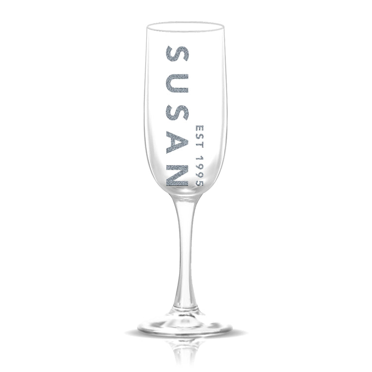 Personalized Name and Date Champagne Flute