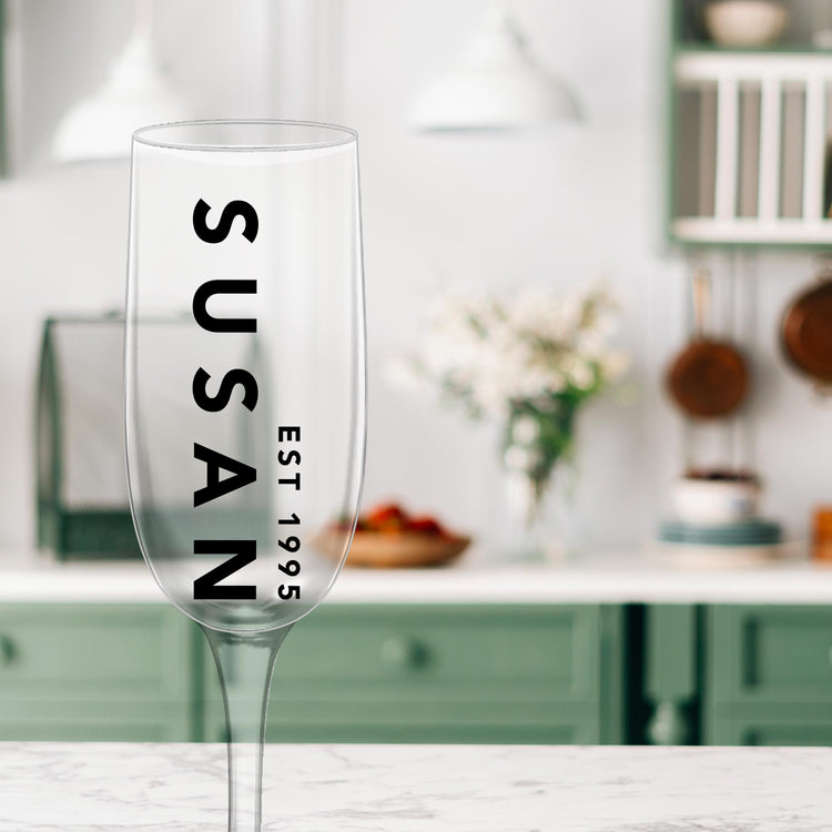 Personalized Name and Date Champagne Flute