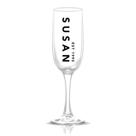 Personalized Name and Date Champagne Flute