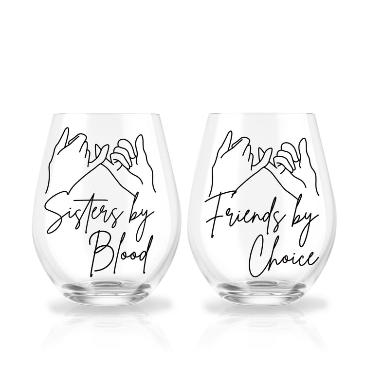 Sister by Blood Custom Wine Glass Set