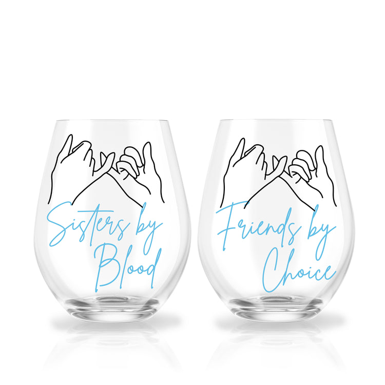 Sister by Blood Custom Wine Glass Set