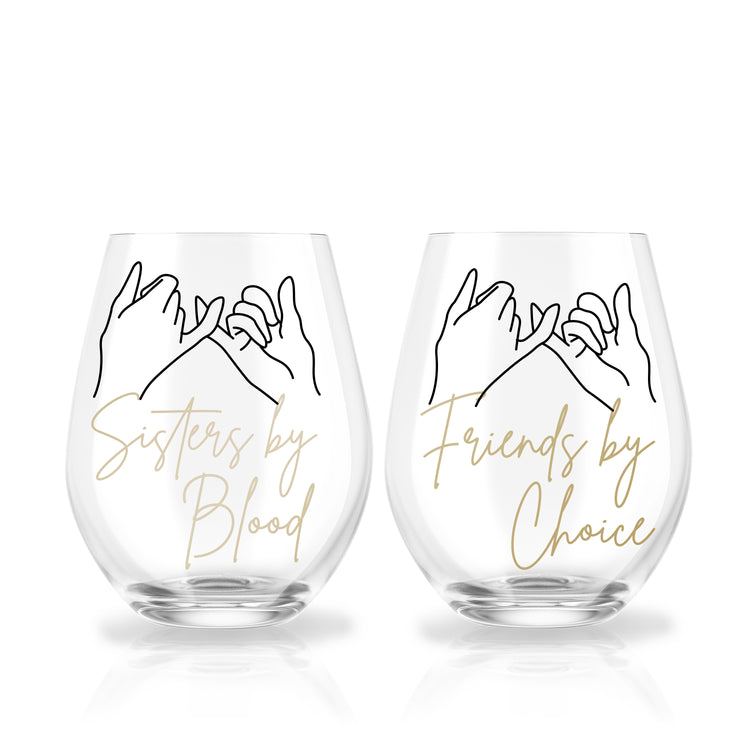 Sister by Blood Custom Wine Glass Set