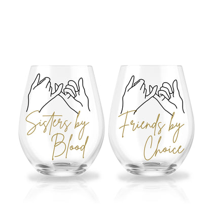 Sister by Blood Custom Wine Glass Set