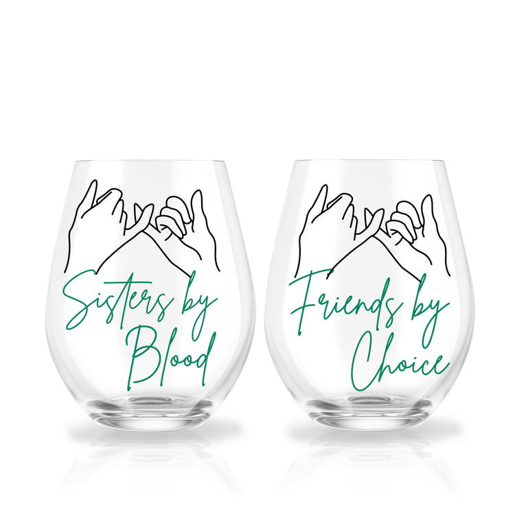 Sister by Blood Custom Wine Glass Set