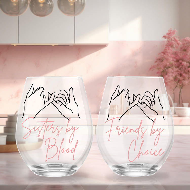 Sister by Blood Custom Wine Glass Set