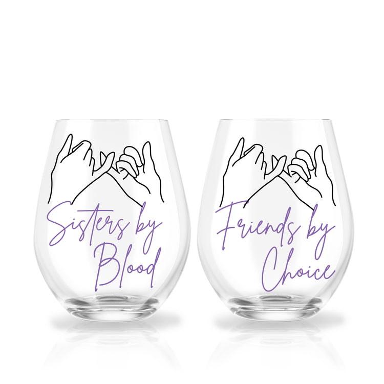 Sister by Blood Custom Wine Glass Set