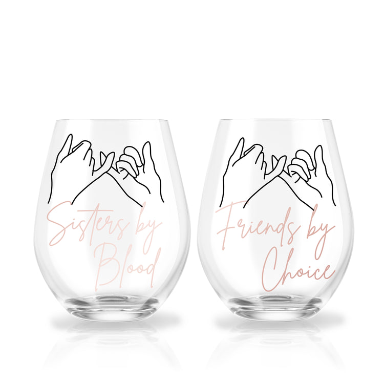 Sister by Blood Custom Wine Glass Set