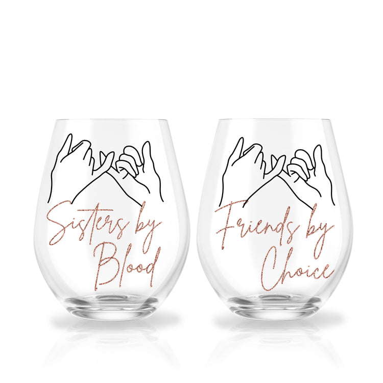 Sister by Blood Custom Wine Glass Set