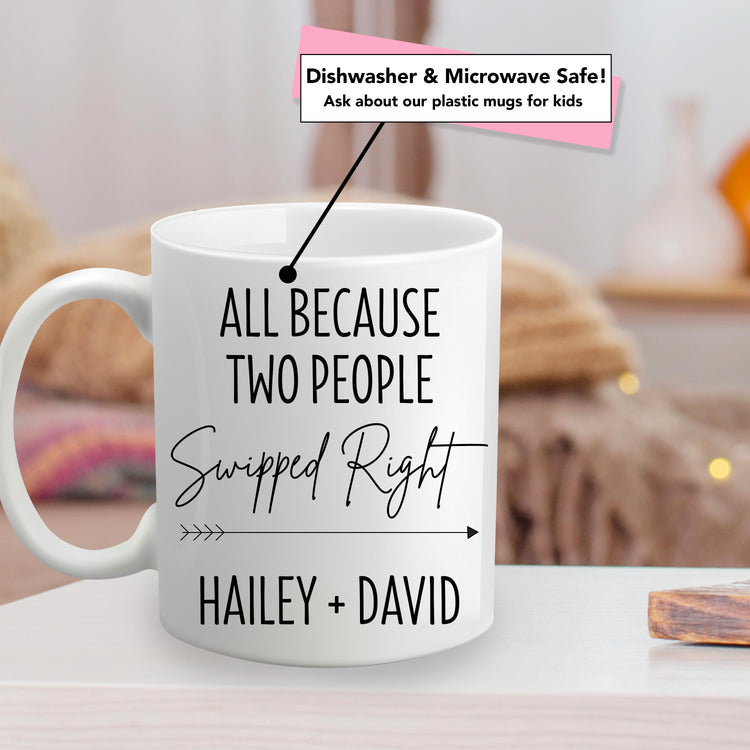 Ceramic Mug Gift for Boyfriend or Girlfriend - All Because Two People Swiped Right Mug