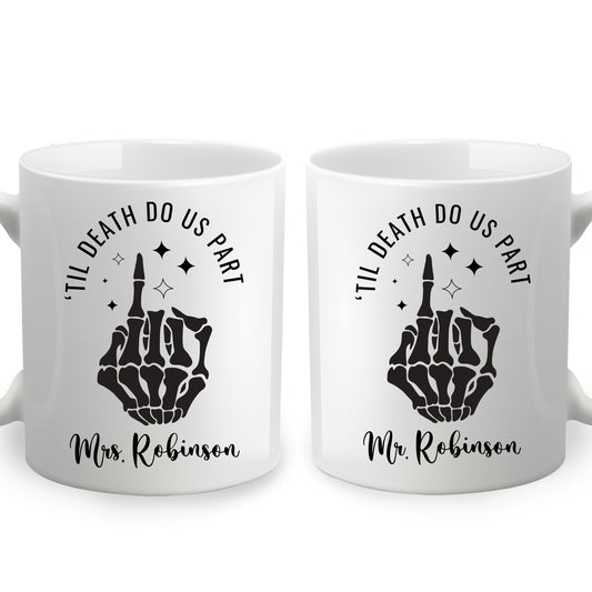 Til Death Do Us Part - Personalized Ceramic Mug Set for Bride and Groom