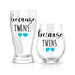 Because Twins Pregnancy Revel - Stemless Wine Glasses with Hearts