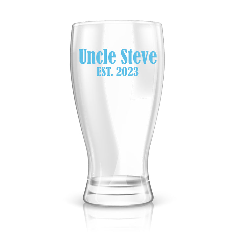 Promoted to Uncle Announcement Gift - Custom Pilsner Glass