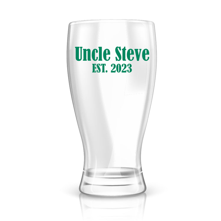 Promoted to Uncle Announcement Gift - Custom Pilsner Glass