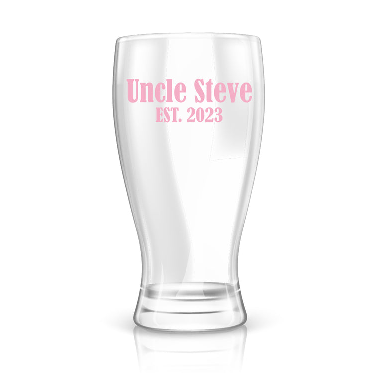 Promoted to Uncle Announcement Gift - Custom Pilsner Glass