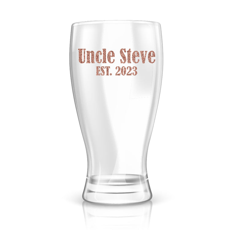 Promoted to Uncle Announcement Gift - Custom Pilsner Glass