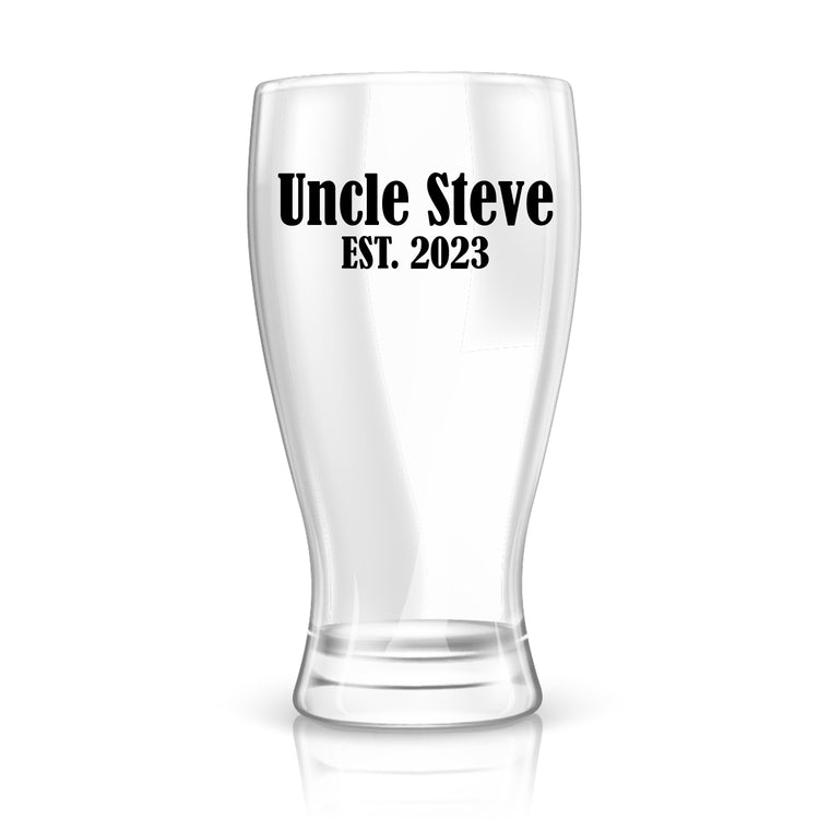 Promoted to Uncle Announcement Gift - Custom Pilsner Glass