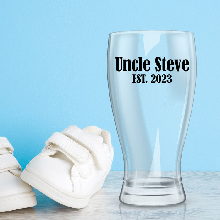 Promoted to Uncle Announcement Gift - Custom Pilsner Glass