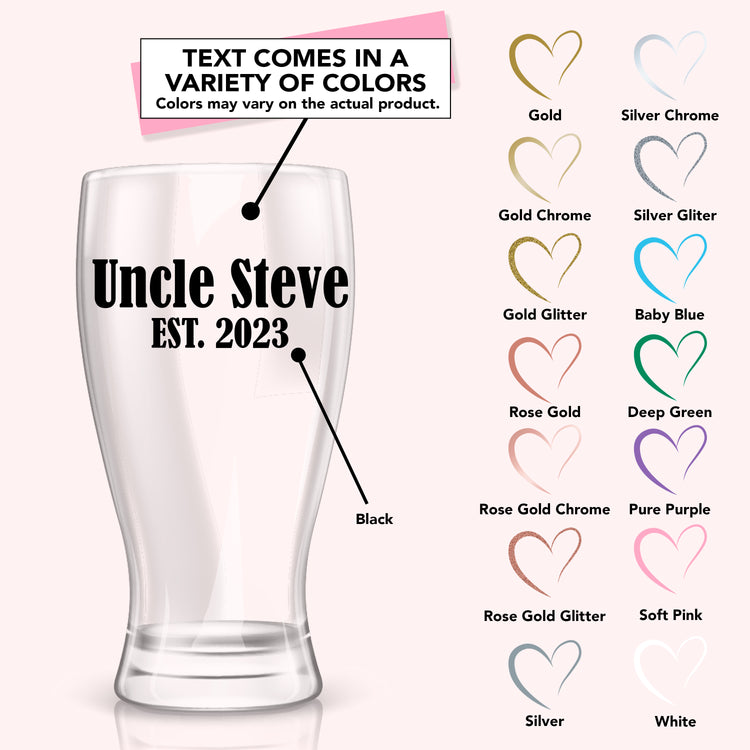 Promoted to Uncle Announcement Gift - Custom Pilsner Glass