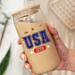 4th of July USA Personalized Iced Coffee Cup