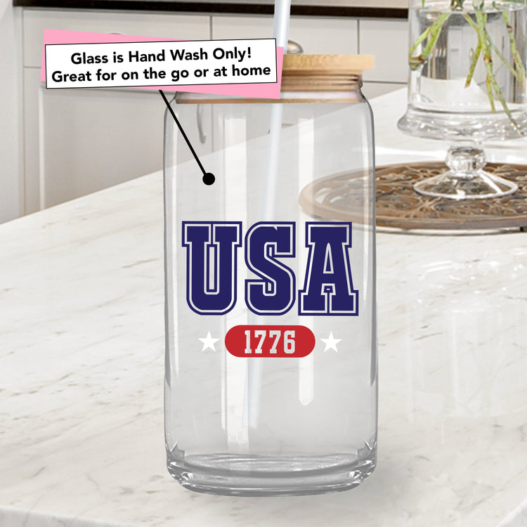 4th of July USA Personalized Iced Coffee Cup