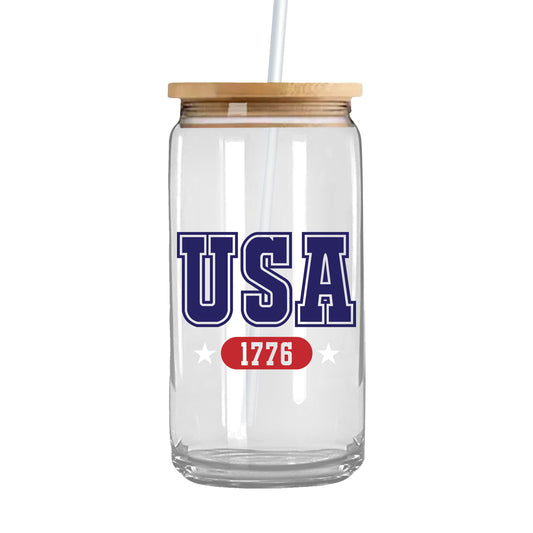 4th of July USA Personalized Iced Coffee Cup