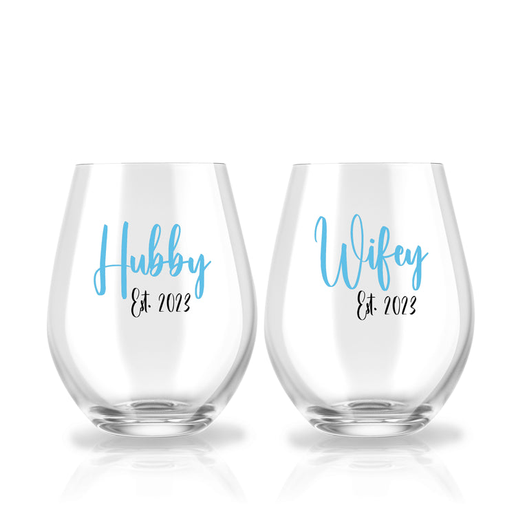 Wife & Hubby Est. Glass Set