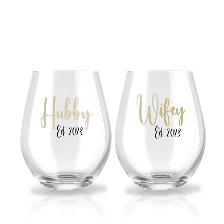 Wife & Hubby Est. Glass Set