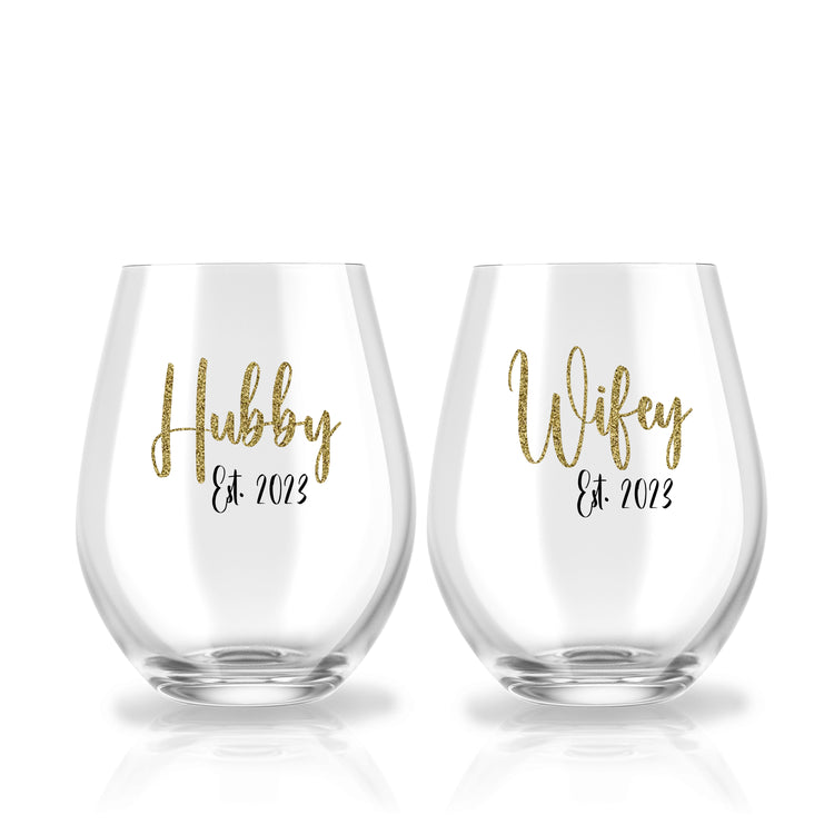 Wife & Hubby Est. Glass Set