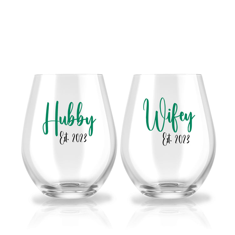 Wife & Hubby Est. Glass Set