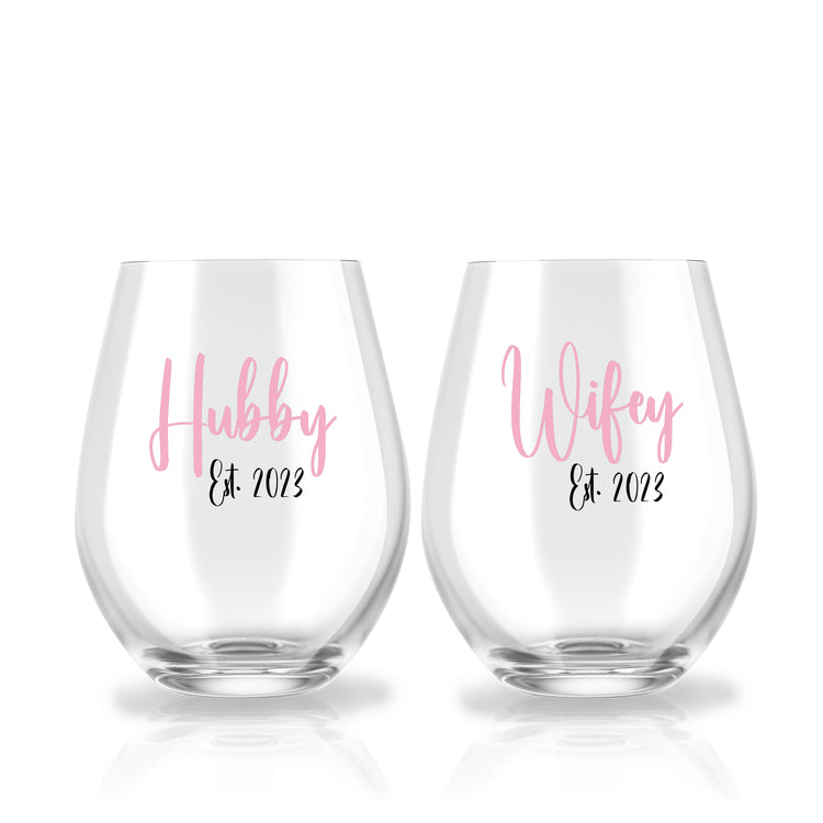 Wife & Hubby Est. Glass Set