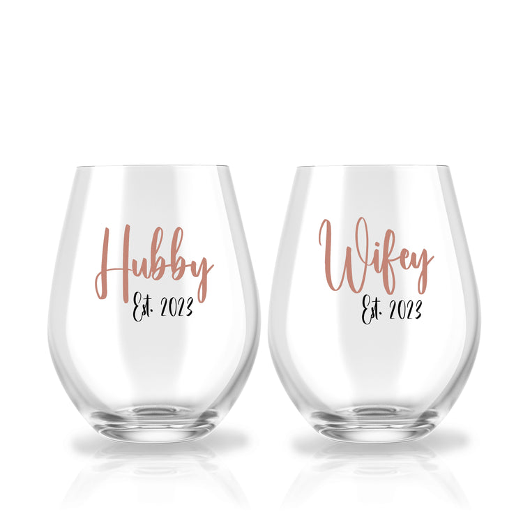 Wife & Hubby Est. Glass Set