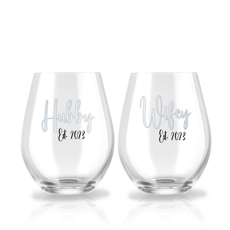 Wife & Hubby Est. Glass Set