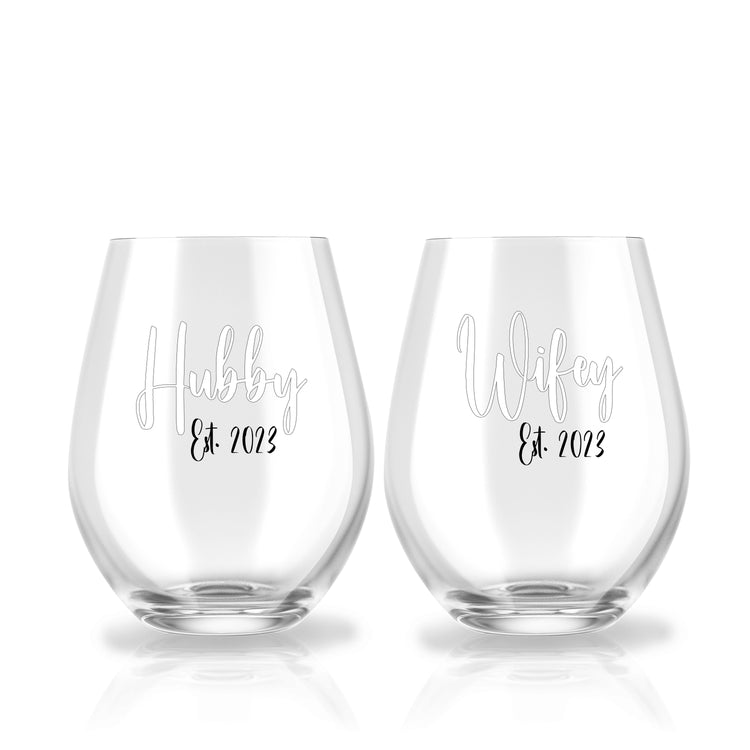 Wife & Hubby Est. Glass Set